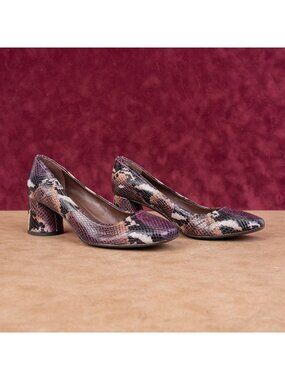 Donald Pliner Women Cori Snake Print Leather Heel Pump sz 7.5